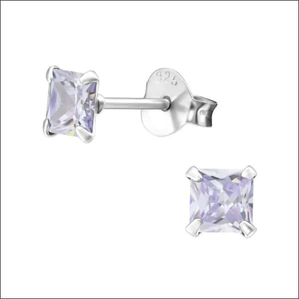 925 Zilveren Vierkante Zirkonia Oorbellen 4-8mm - Princess Cut Studs - 2mm / AB Transparant -