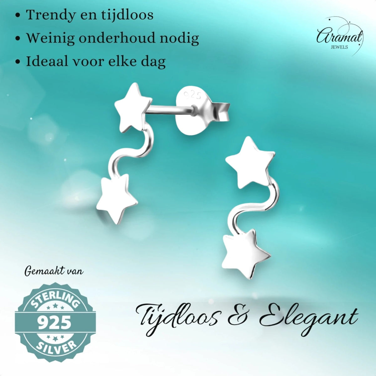 Zilveren Ster Oorbellen 11x5mm - Dames