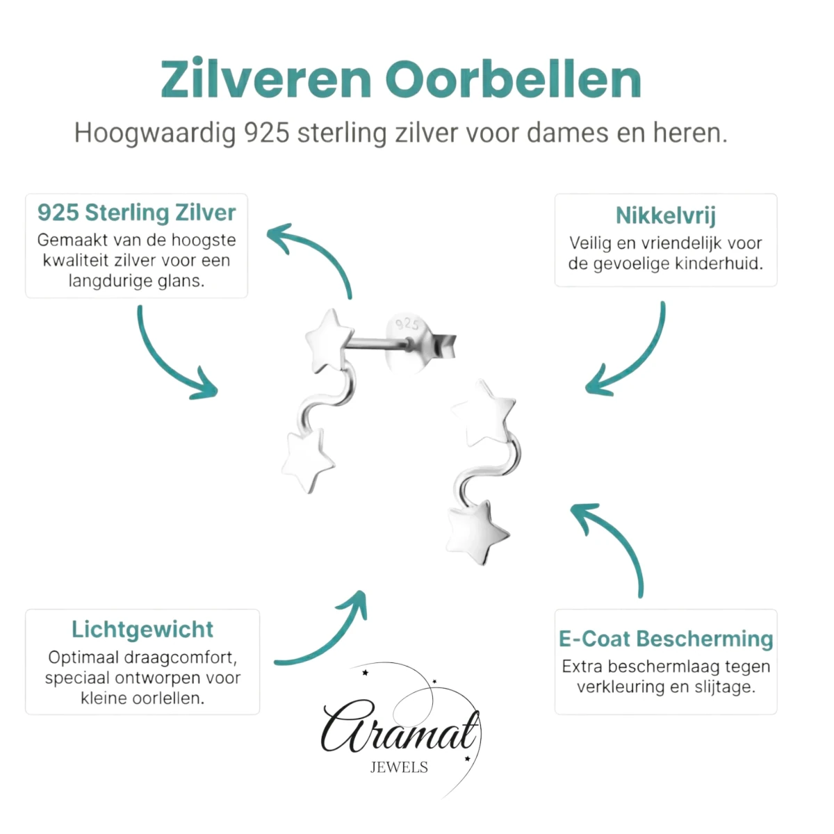 Zilveren Ster Oorbellen 11x5mm - Dames