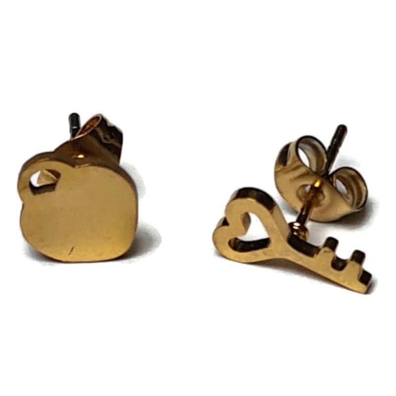 Sleutel Oorbellen: Stijlvolle Stalen Accessoires - Goudkleur-12x6mm -