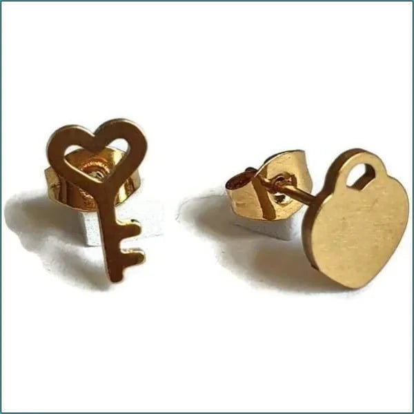 Sleutel Oorbellen: Stijlvolle Stalen Accessoires - Goudkleur-12x6mm -