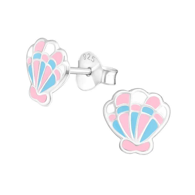 Echt Zilveren Schelp Oorbellen - Geoxideerd-7mm -