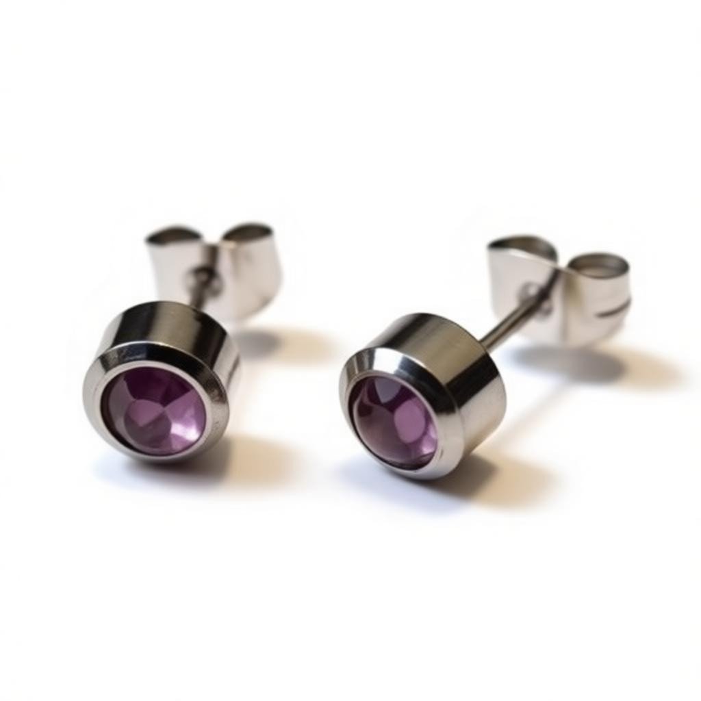 Oorbellen &acirc;&euro;&ldquo; Staal Licht Paarse Kristal (6mm) -