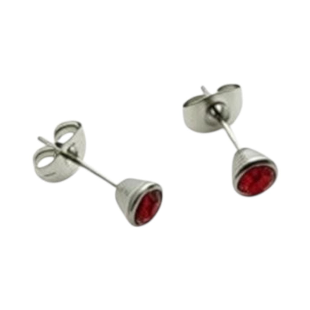 Oorbellen &acirc;&euro;&ldquo; Staal Kristal Rood (5mm) -