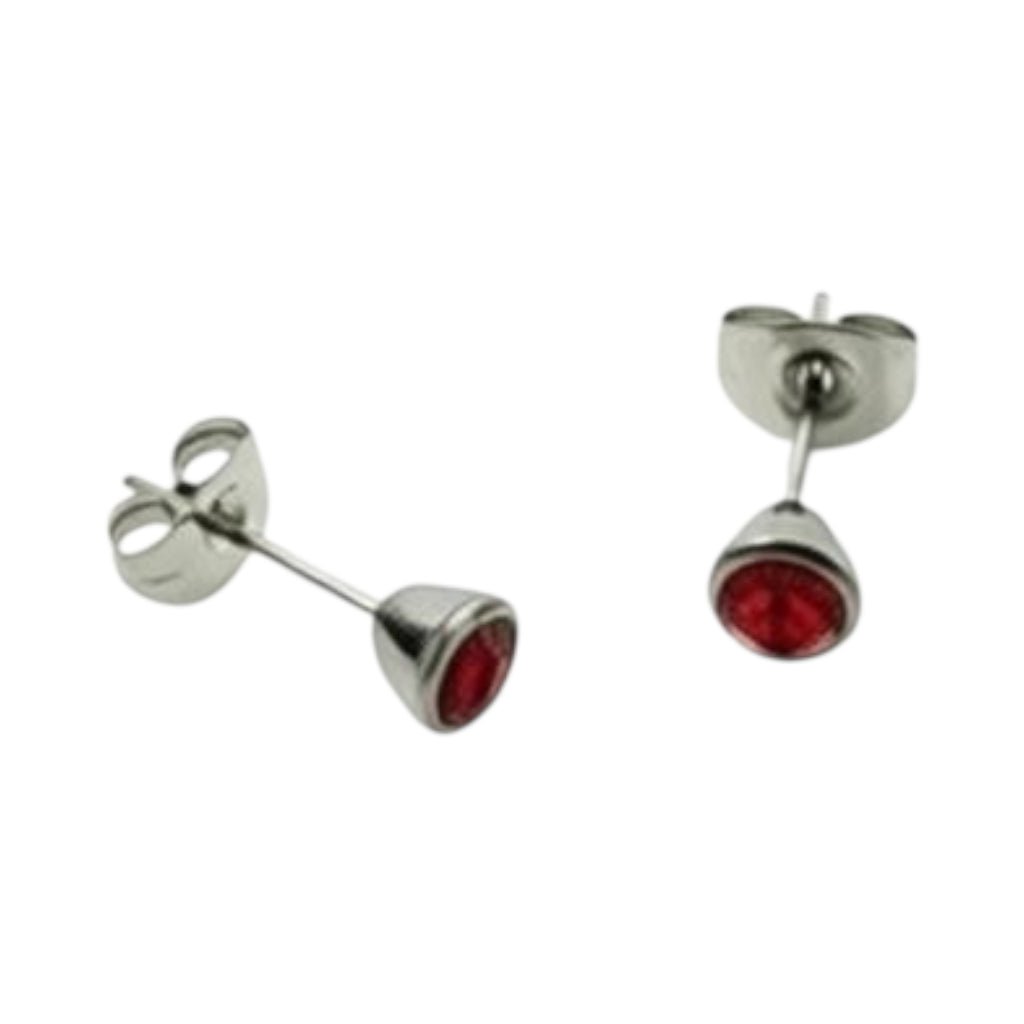 Oorbellen &acirc;&euro;&ldquo; Staal Kristal Rood (5mm) -