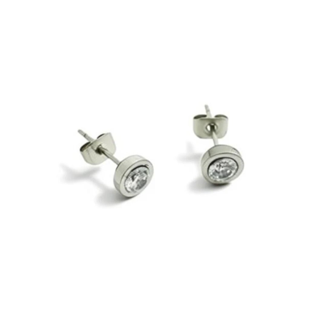 Oorstuds &acirc;&euro;&ldquo; Staal Zirkonia Transparant Zilverkleur (6mm) -
