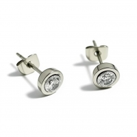 Oorstuds &acirc;&euro;&ldquo; Staal Zirkonia Transparant Zilverkleur (6mm) -