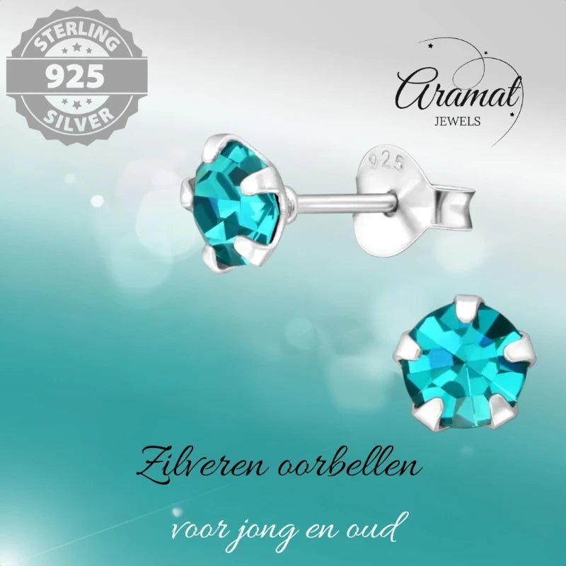Oorbellen &acirc;&euro;&ldquo; Zilver Zirkonia Zee Groen (5mm) -