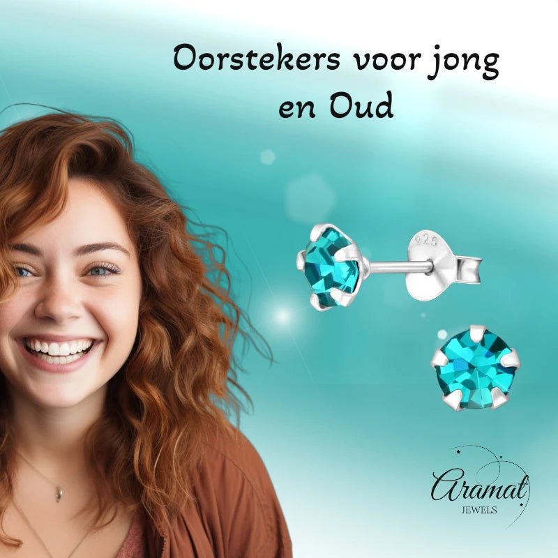 Oorbellen &acirc;&euro;&ldquo; Zilver Zirkonia Zee Groen (5mm) -