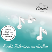 Zilveren Muzieknoot Oorstekers 7&Atilde;&mdash;6 mm - Dames