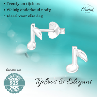 Zilveren Muzieknoot Oorstekers 7&Atilde;&mdash;6 mm - Dames