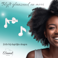 Zilveren Muzieknoot Oorstekers 7&Atilde;&mdash;6 mm - Dames