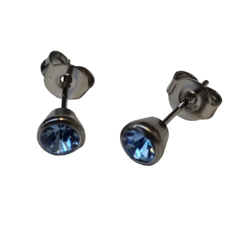 Oorbellen &acirc;&euro;&ldquo; Staal Lila Kristal Zilverkleurig (5mm) -