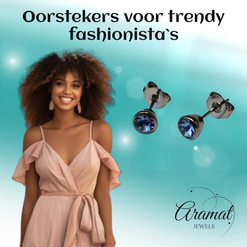 Oorbellen &acirc;&euro;&ldquo; Staal Lila Kristal Zilverkleurig (5mm) -