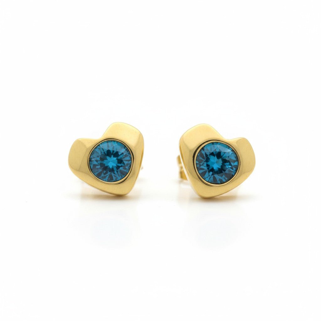Blauwe Zirkonia Hartjes Oorbellen -