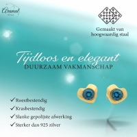 Blauwe Zirkonia Hartjes Oorbellen -