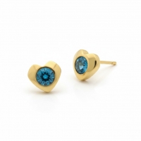Blauwe Zirkonia Hartjes Oorbellen -