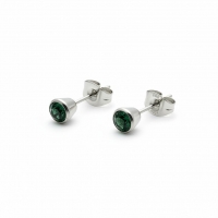 Groene Kristal Stalen Oorbellen -