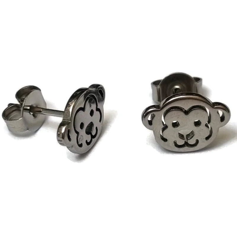 RVS Dieren Oorbellen Diverse Motieven - Dierenliefhebber Oorstekers - Aapje-10x8mm -