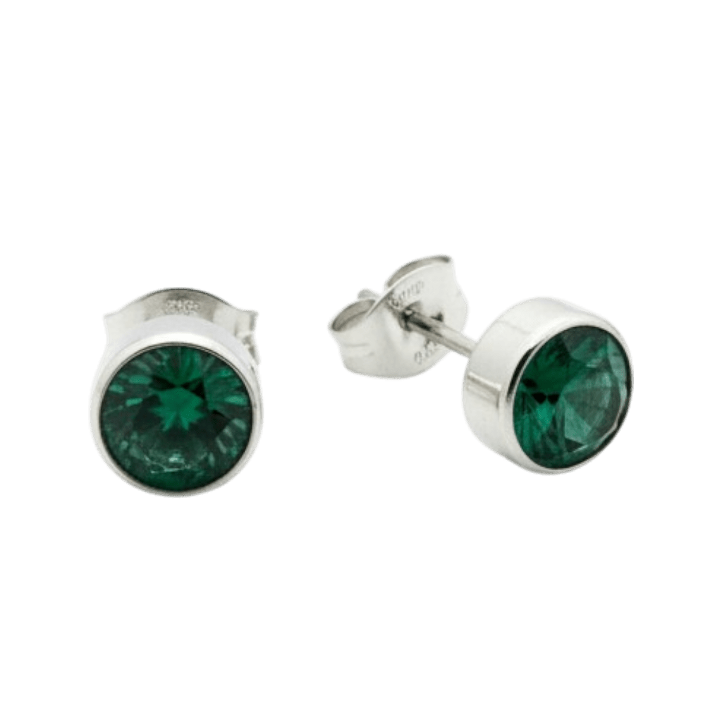 Groene Zirkonia Oorbellen RVS -
