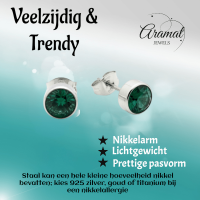 Groene Zirkonia Oorbellen RVS -