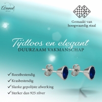 Donkerblauwe kristal oorbellen &acirc;&euro;&ldquo; kegelvorm - 6mm -