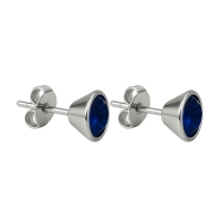 Donkerblauwe kristal oorbellen &acirc;&euro;&ldquo; kegelvorm - 6mm -