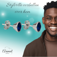 Donkerblauwe kristal oorbellen &acirc;&euro;&ldquo; kegelvorm - 6mm -