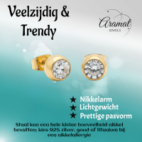 Goudkleurige Bolletjes Oorbellen met Zirkonia -