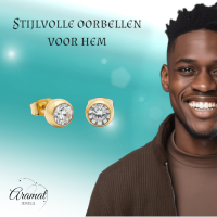 Goudkleurige Bolletjes Oorbellen met Zirkonia -