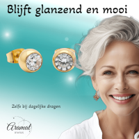 Goudkleurige Bolletjes Oorbellen met Zirkonia -