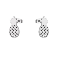 RVS Ananas Oorbellen Diverse Kleuren 10mm - Zomerse Pineapple Studs - Goudkleur -