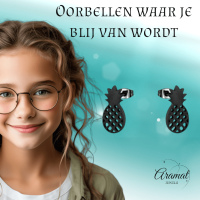RVS Ananas Oorbellen Diverse Kleuren 10mm - Zomerse Pineapple Studs - Goudkleur -