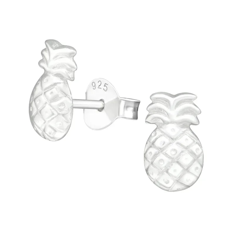 Zilveren Ananas Oorbellen - Geoxideerd-8x5mm - Unisex
