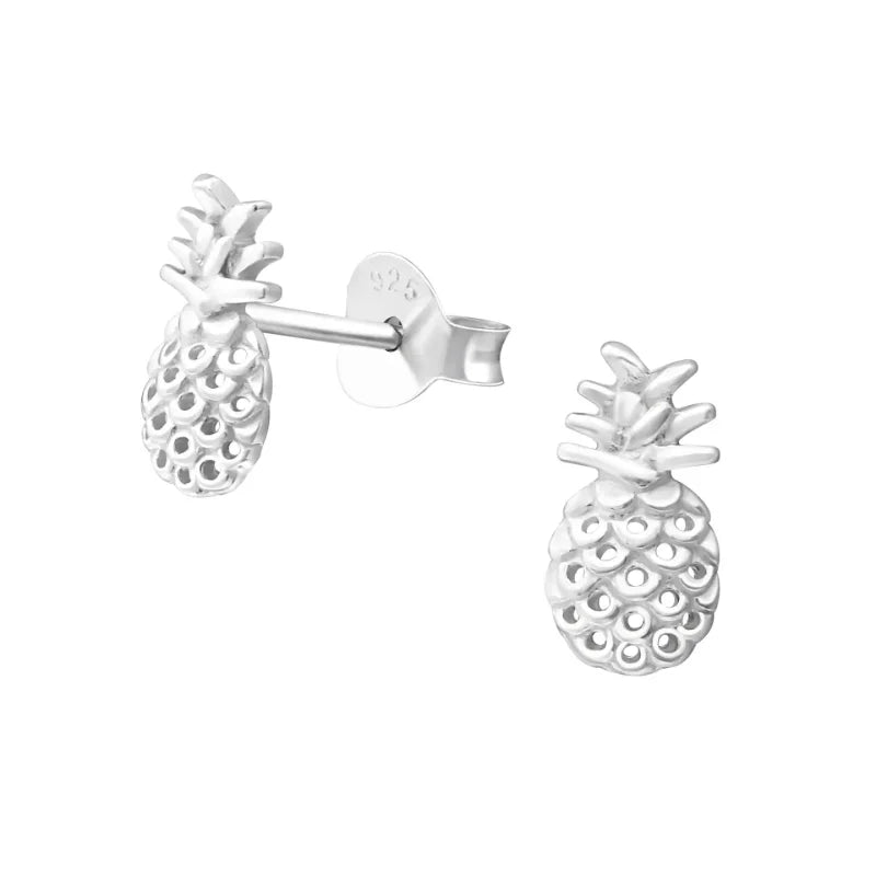 Zilveren Ananas Oorbellen - Geoxideerd-8x5mm - Unisex