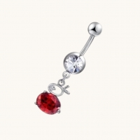 Zilveren Konijntje Navelpiercing met Zirkonia - Unisex