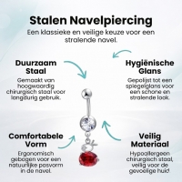 Zilveren Konijntje Navelpiercing met Zirkonia - Unisex