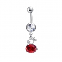 Zilveren Konijntje Navelpiercing met Zirkonia - Unisex