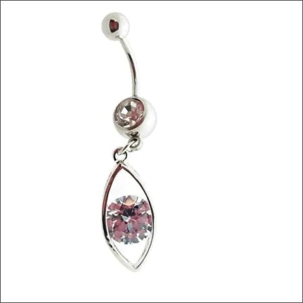 Zirkonia Zilverkleurige Navelpiercing met Ovale Hanger - Unisex