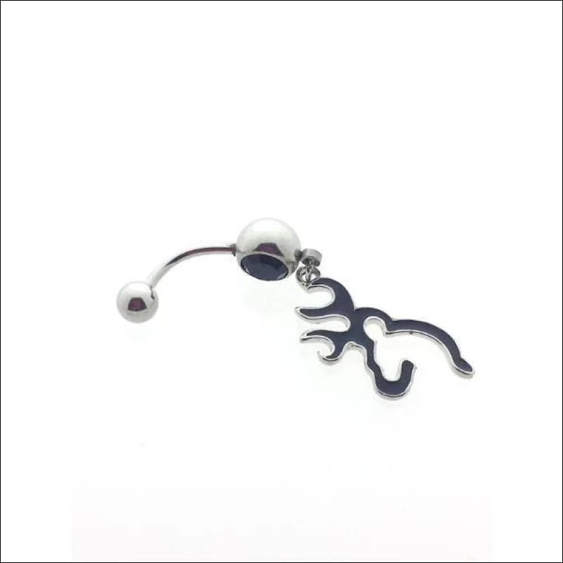 Zwart Kristal Stalen Navelpiercing met Tribal Design - Unisex