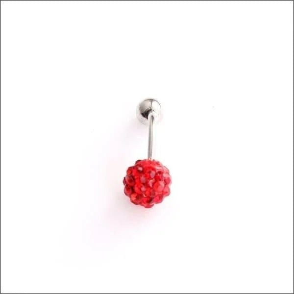 Rode Kristal Stalen Navelpiercing  zilverkleur - Unisex