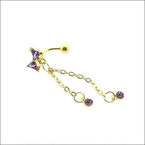 Stalen Navelpiercing met Paarse Zirkonia Goudkleur - Unisex