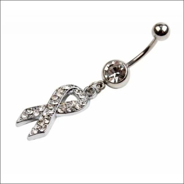 Transparante Pink Ribbon Navelpiercing met Zirkonia - Unisex