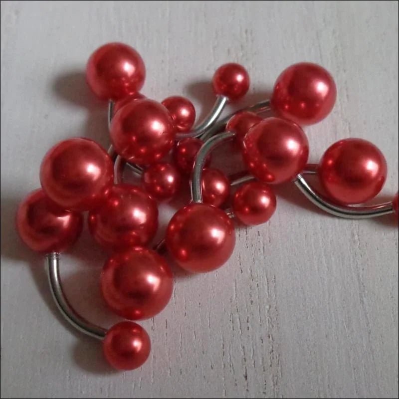 Rode Parel Navelpiercing van Chirurgisch Staal - Unisex