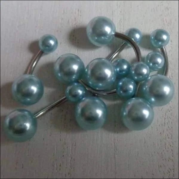 Lichtblauwe Parel Navelpiercing met Chirurgisch Staal - Unisex