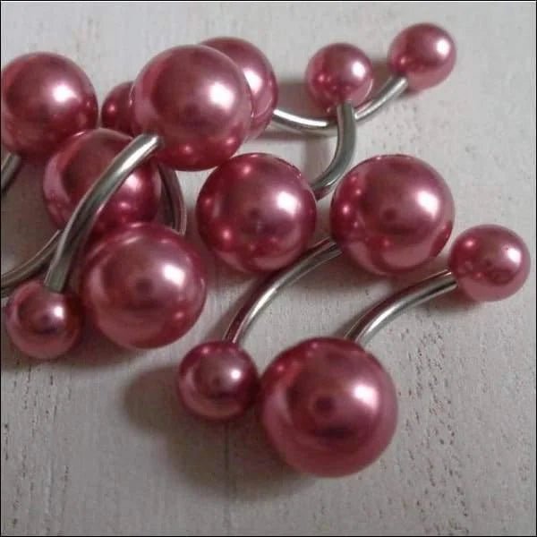Mooie Donker Roze Parel Navelpiercing - Unisex
