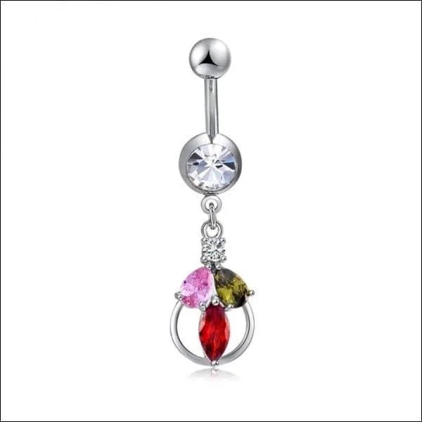 Prachtige Multikleur Zirkonia Navelpiercing - Unisex