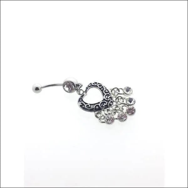 Sprankelende Hartvormige Navelpiercing met Steentjes - Unisex