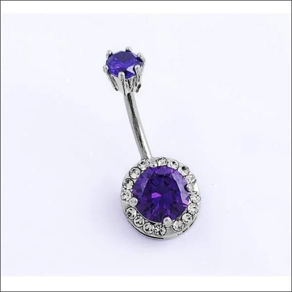 Stalen Navelpiercing met zirkonia paars - Unisex