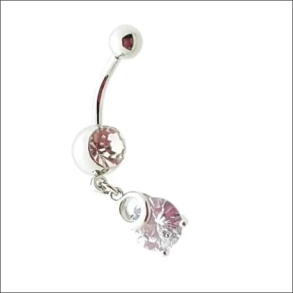 Zilveren Navelpiercing met Ronde Zirkonia Hanger - Unisex